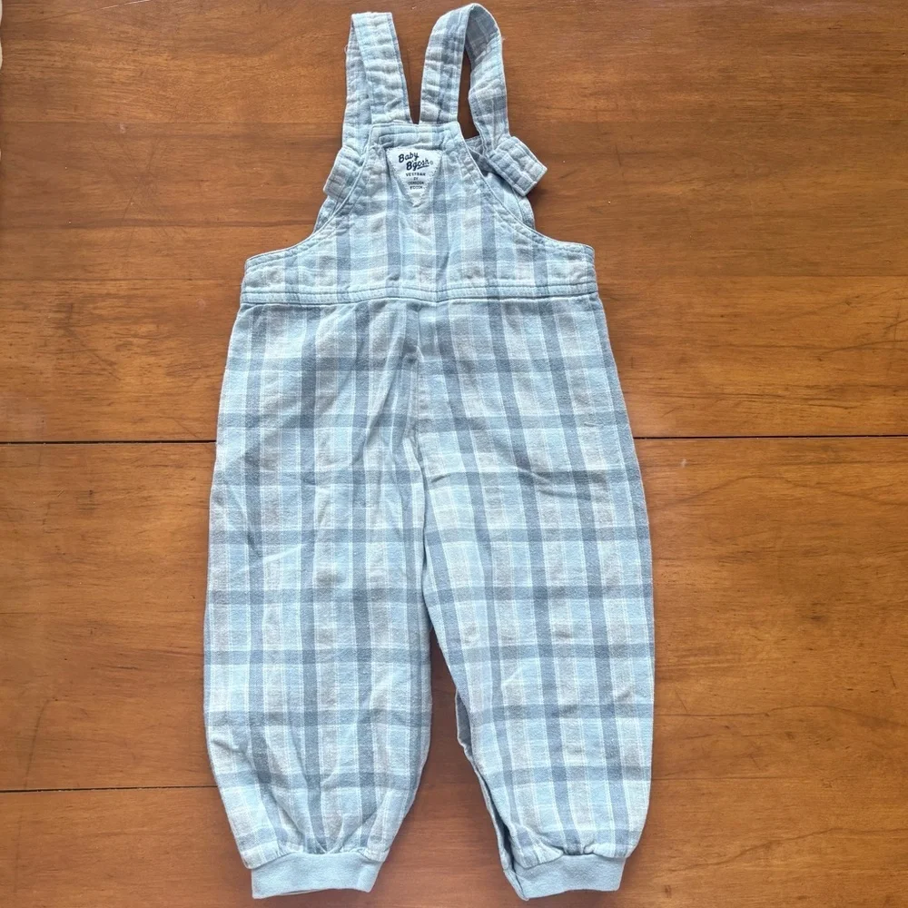 Vintage OshKosh B’gosh Baby B’gosh Kids Baby Blue Plaid Overalls Romper Size 24M
